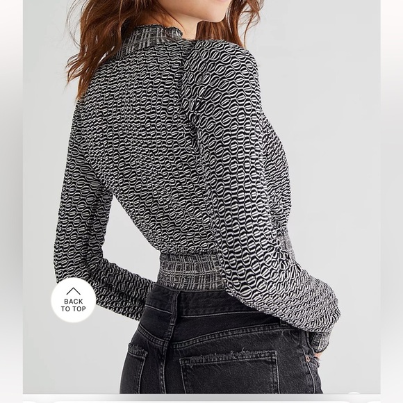 Free People Jane Top in Black and White Size Medium - Picture 2 of 7